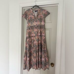 Floral Pink and Black Dress